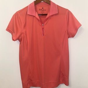 Bobby Jones Women’s Performance Polo in Coral with Zipper